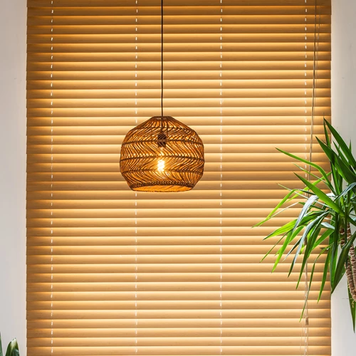 Lucide MOLOKO - Lámpara colgante - Ø 40 cm - 1xE27 - Ocre - ambiente 1